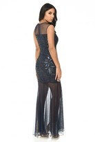 Thumbnail for your product : AX Paris Navy Floor Length Dress With Mesh And Embroidery
