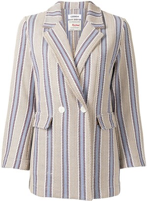 Coohem Double-Breasted Tweed Striped Blazer