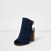 Thumbnail for your product : River Island Womens Blue peep toe block heel shoe boots