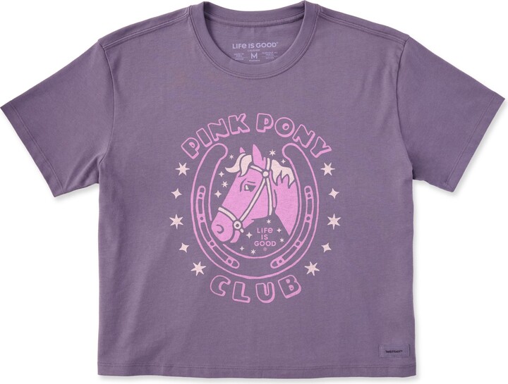 Life is Good Women's Pink Pony Club Crusher Boxy Tee, X-Small