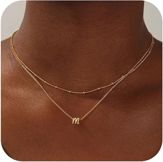 Summit Adventure LayteredInitialNecklaceforWomen&TeensDaintyGold/SilverA-ZLetterPersonalizedJewelryGift