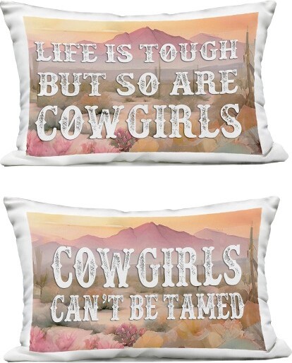 Stupell Industries StupellIndustriesToughCowgirlsPhrases2pcOutdoorDecorativeThrowPillowSet14x20Each