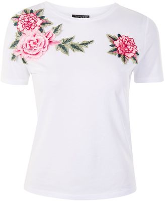 Topshop Floral applique t-shirt
