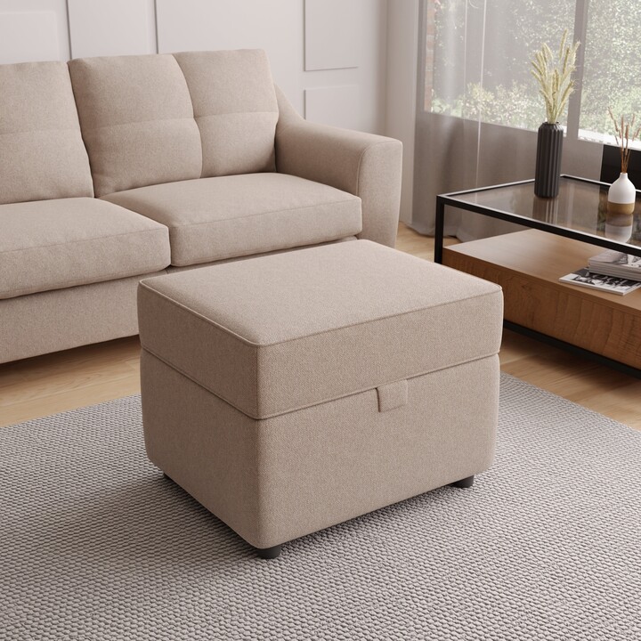 Dunelm Baxter Textured Weave Storage Footstool Beige ShopStyle