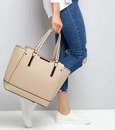 Thumbnail for your product : New Look Shell Pink Metal Trim Structured Tote Bag