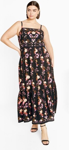 City Chic CITYCHIC|Women'sPlusSizeMollyPrintMaxiDress-black-16W