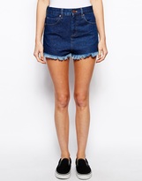 Thumbnail for your product : ASOS High Waisted Denim Shorts with Side Splits in Rich Blue