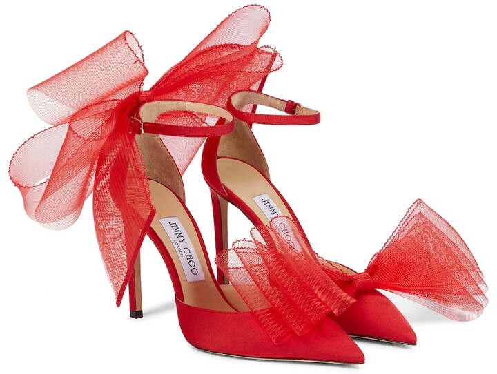 red pumps with bow