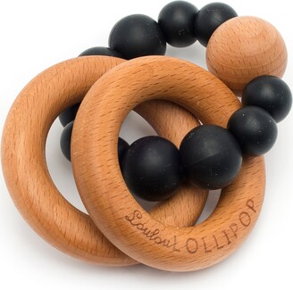Loulou Lollipop Bubble Silicone And Wood Teether - Black