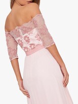 Thumbnail for your product : Chi Chi London Selda Lace Bardot Dress, Pink