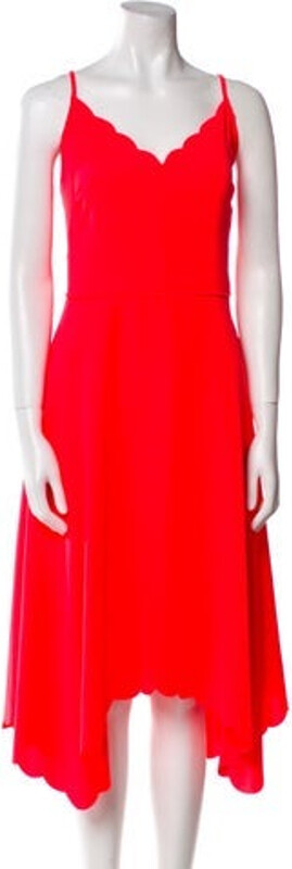 Ted Baker Slip Dress Pink Scalloped Accent Sleeveless with V-Neck Exposed Zip Closure at Back Designer size 4. Designer