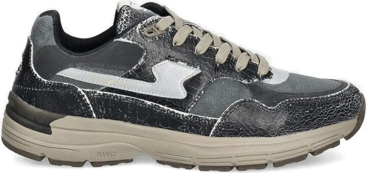 Stepney Workers Club Cracked-Leather Sneakers
