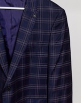 Thumbnail for your product : Burton Menswear Big & Tall skinny suit jacket in navy tartan