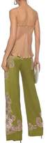 Thumbnail for your product : Alberta Ferretti Lace-appliqued Silk-charmeuse Wide-leg Pants