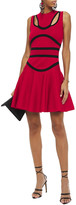 Thumbnail for your product : Alexander McQueen Fluted Cutout Ribbed-knit Mini Dress