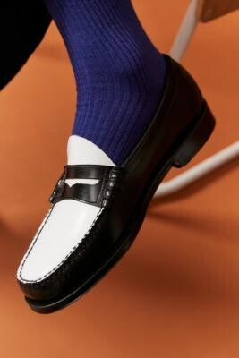 G.H. Bass Black & White Weejuns Penny Loafers - Black UK 10 at Urban  Outfitters - ShopStyle