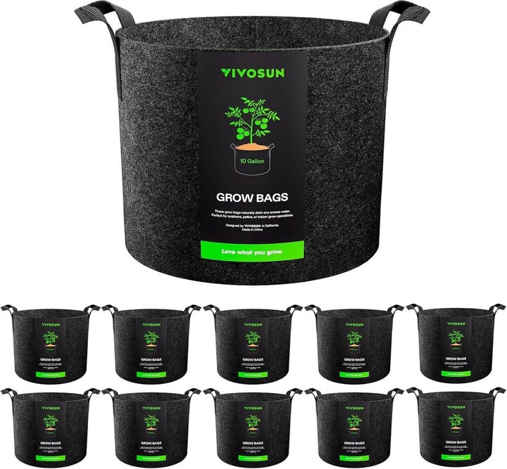 VIVOSUN 30 gal. Heavy Duty Thickened Nonwoven Fabric Plant Grow Bags with Handles (10-Pack)