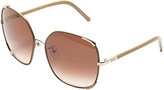 Thumbnail for your product : Chloé Leather Frame Trim Sunglasses