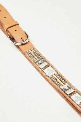 LUCKY Geo Beaded And Embroidery Tan Belt