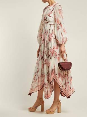 Zimmermann Corsage Orchid Print Pleated Midi Dress - Womens - Pink Print