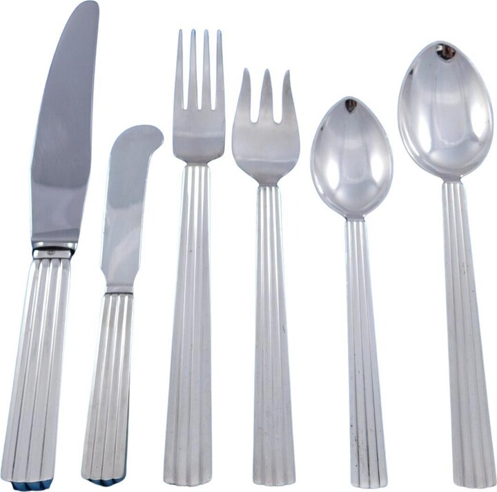 Georg Jensen Bernadotte By Sterling Silver Flatware Set Service 36 Pcs Dinner