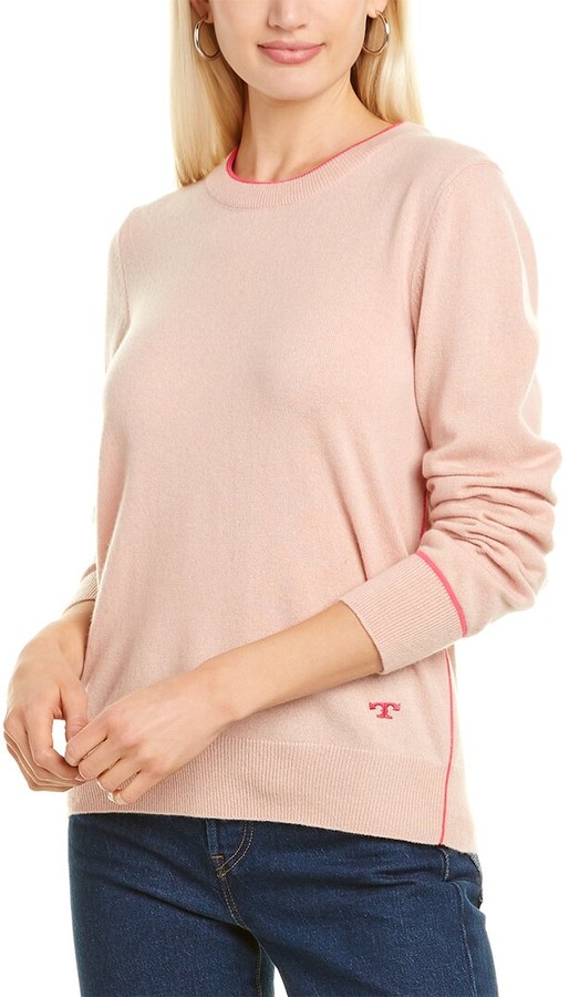Tory Burch Contrast Trim Cashmere Sweater - ShopStyle