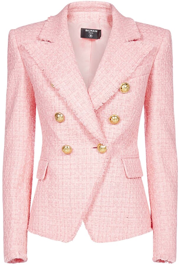 pink boucle blazer