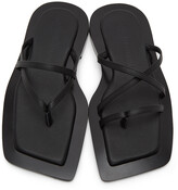 Thumbnail for your product : Flat Apartment Black Square Toe Strappy Sandals