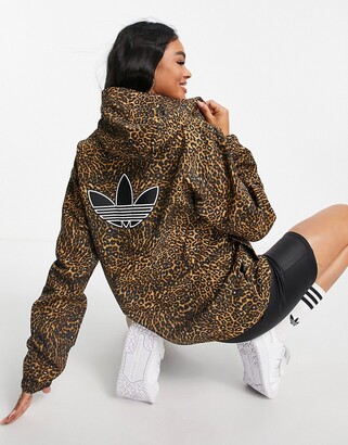 adidas boyfriend windbreaker jacket in leopard print - ShopStyle