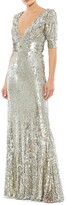 Thumbnail for your product : Mac Duggal Sequined Half Sleeve Gown
