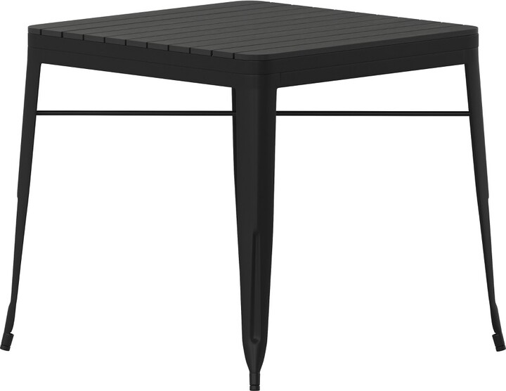Merrick Lane 31.5" Square Indoor/Outdoor Black Steel Patio Dining Table