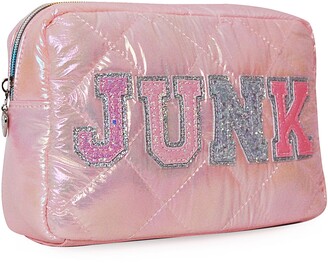OMG Accessories Junk Metallic Glitter Puffy Quilted Pouch