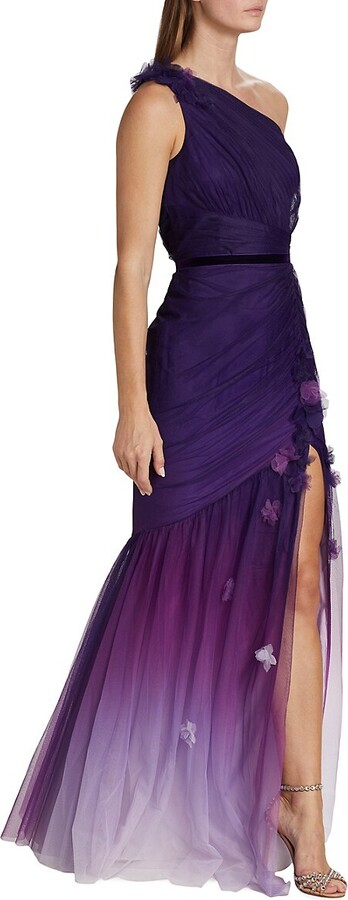 Marchesa Notte One-Shoulder Tulle Trumpet Gown ShopStyle Evening