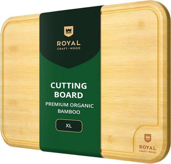 Royal Craft Wood RoyalCraftWoodPremiumBambooCuttingBoardforKitchen-WoodenCuttingBoard&ServingTraywithJuiceGrooveforBBQ,Fish&Vegetables(18”x12”)
