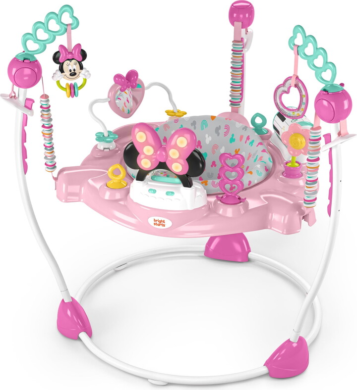 Bright Starts Disney Baby Minnie Mouse Forever Besties Infant Activity Center Jumper, Pink, Unisex, Infants Ages 6 Months to 1 Year