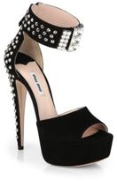 Thumbnail for your product : Miu Miu Studded Suede Platform Sandals