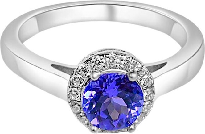 Blue Star Gems NY LLC Round Cut Tanzanite Fashion Ring 925 Sterling Silver (6 Mm) December Birthstone