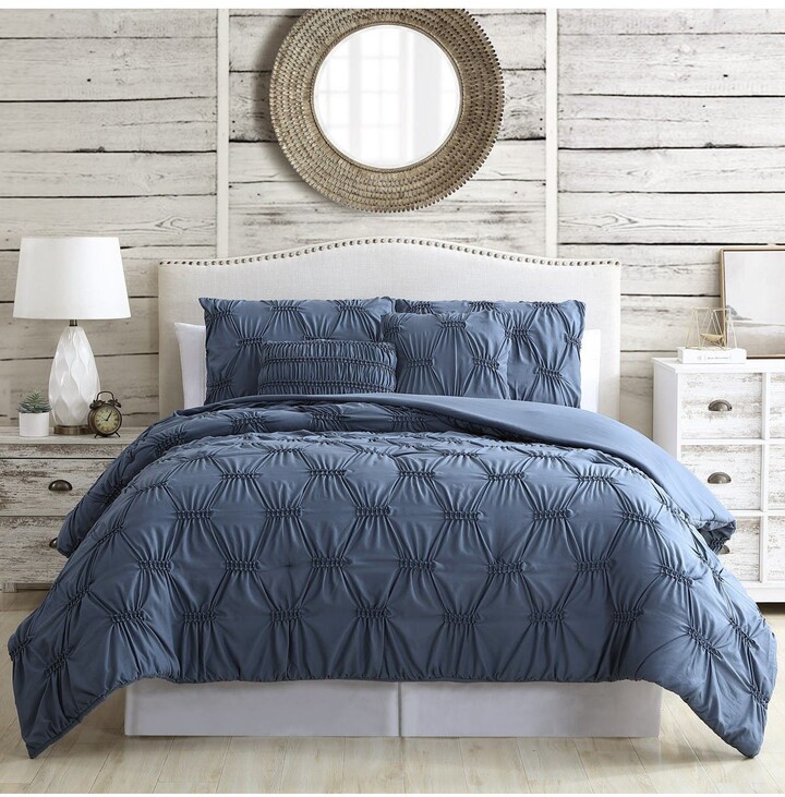 Modern Threads 5Piece Solid Textured Comforter Set Alanis Queen