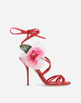 Thumbnail for your product : Dolce & Gabbana Nappa Leather Sandals With Silk Flower