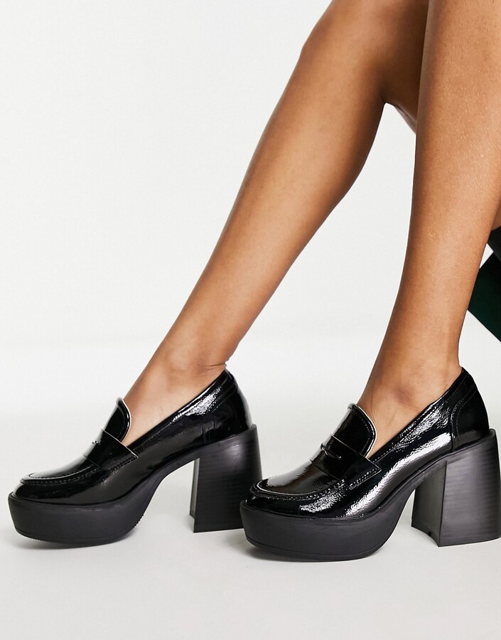 heeled platform loafers