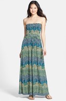 Thumbnail for your product : Anne Klein Abstract Dot Print Strapless Maxi Dress (Regular & Petite)