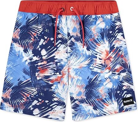 Hurley Kids Distorted Palm Pull On Swim Trunk (Little Kid) Boy's Swimwear Deep Royal Blue : 6 Little Kid, Elastane/Mesh/Polyester