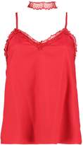 Thumbnail for your product : boohoo Tall Faith Lace Choker And Trim Cami