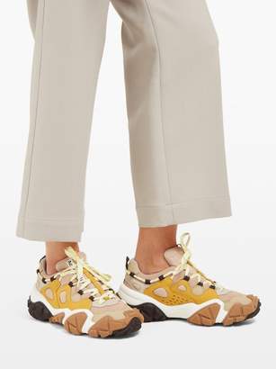 Acne Studios Bolzter Suede And Mesh Trainers - Womens - Yellow Multi