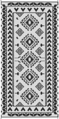 Latitude Run Reversible Large Area Rugs Premium Polypropylene Fabric Black White Patchwork For Outdoor Camping Patio