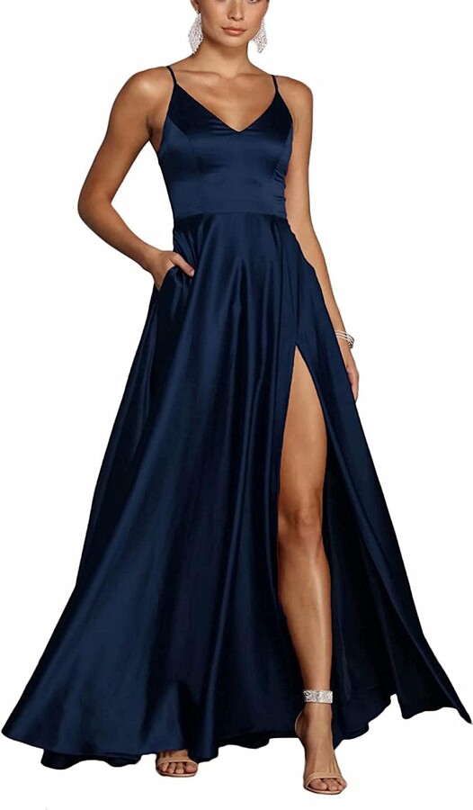 Navy Blue Silk Dress | Shop the world's ...