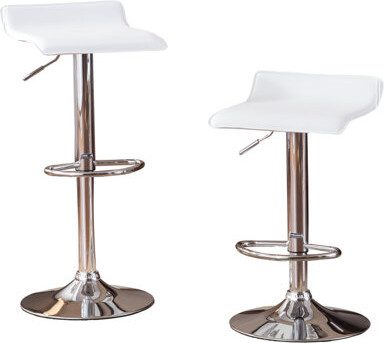Orren Ellis Contemporary Chrome Air Lift Adjustable Swivel Stools with Seat Set of 2