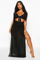 Thumbnail for your product : boohoo Lace Up Split Side Maxi Beach Skirt