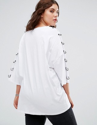 Alice & You 3/4 Sleeve Jersey Top With Chain Link Sleeve Detail
