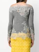 Thumbnail for your product : Ermanno Scervino floral lace cashmere sweater